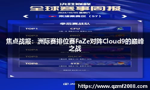 焦点战报：洲际赛排位赛FaZe对阵Cloud9的巅峰之战